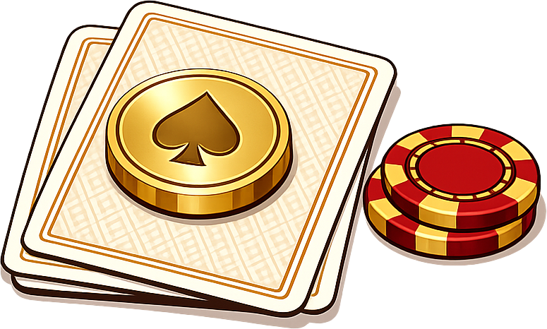 A gold card protector resting on two face-down cards
